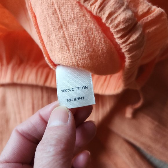 Vintage J.Jill Crinkle Familiar Fit at Waist Pull-On Wide Leg Pants Orange - Picture 6 of 7